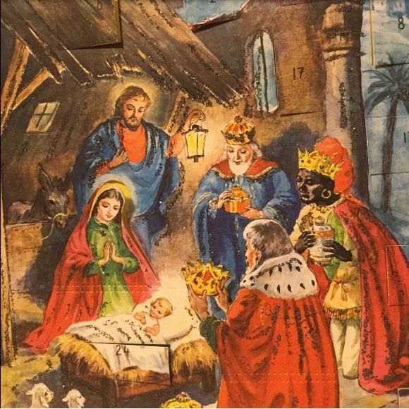 Christmas Advent Calendar W Germany paper & glitter Bible verses Christian - Picture 2 of 9